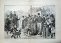 Original Old Antique Print 1889 London Street Crossing People Dog Town England