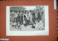 Original Old Antique Print 1889 People Distributing Blankets Queen Australia