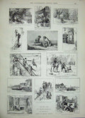 Original Old Antique Print 1889 Sketches Winter Exhibition Royal Society Artist