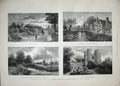Old Antique Print 1889 Essex Angler'S Inn Thetford Norfolk Marney Tower 19th