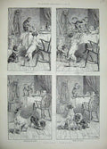 Original Old Antique Print 1889 Animals Dogs Monkeys Mischief Table Food 19th