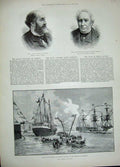 Original Old Antique Print 1889 Royal Wedding Athens Ship Emile Augier Jackson