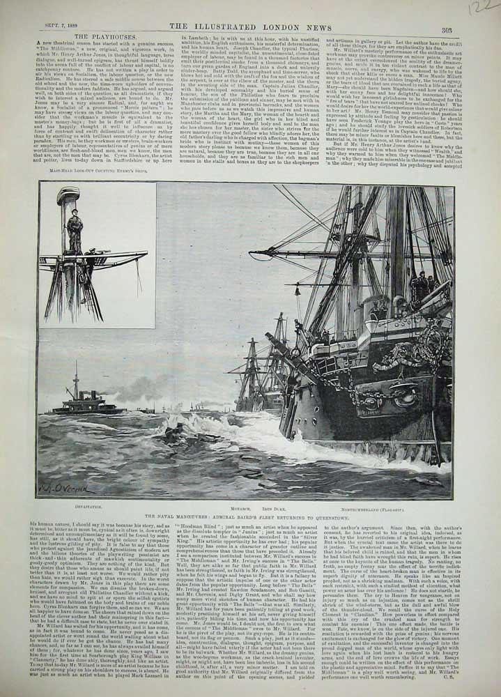 Old Antique Print 1889 Naval Admiral Baird'S Ships Monarch Northumberland 19th