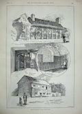 Old Antique Print 1889 Slyfield House Surrey Bedroom Farmhouse Staircase 19th