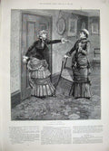 Original Old Antique Print 1889 Forestier Fine Art Ladies Women Argument Chair