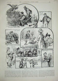Old Antique Print 1889 Village Flower Show Plants Nature Table Decoration 19th