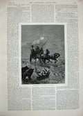 Original Old Antique Print 1889 Fine Art Horse Coach Karroo South Africa Wright