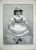 Original Old Antique Print 1889 Forestier Fine Art Little Girl Beautiful Dress