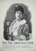 Old Antique Print 1889 Advertisement Fry'S Concentrated Cocoa Drink Lady 19th