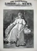 Original Old Antique Print 1889 Garrick Theatre Mrs Bernard-Beere La Tosca Lady