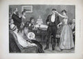 Original Old Antique Print 1889 Amateut Thought-Reading Ladies Men Meting 19th