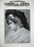 Original Old Antique Print 1889 Gardener Fine Art Portrait Beautiful Lady 19th
