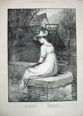 Old Antique Print 1889 Knowles Fine Art Miller'S Daughter Lady Mill River 19th