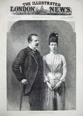 Old Antique Print 1889 Earl Fife Princess Louise Wales Portrait Royalty 19th