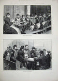 Original Old Antique Print 1889 London Flower Mission Work Clerkenwell-Close