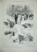 Original Old Antique Print 1889 Royal Botanic Society Garden London Manchester