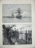 Old Antique Print 1889 Bohemia Oybin Prague Fortress Ship Northumberland 19th