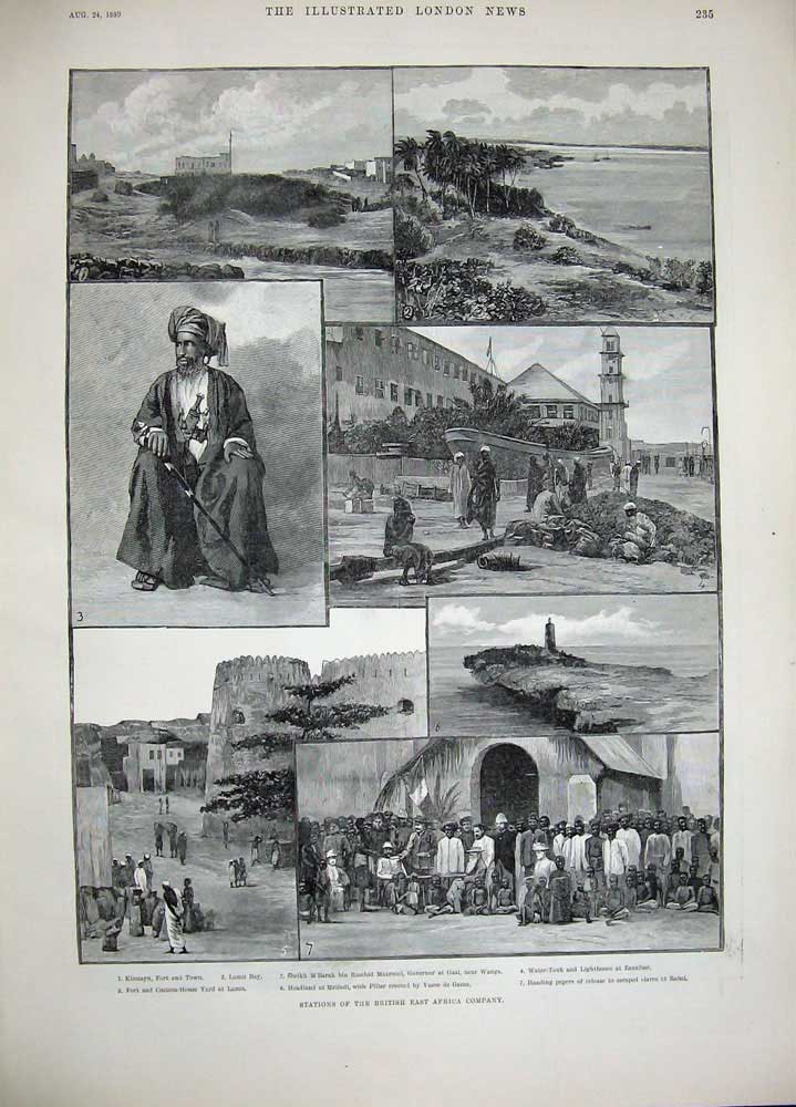 Old Antique Print 1889 Children Inner Temple Gardens Kismayn Fort Africa 19th
