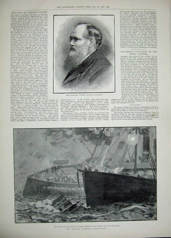 Antique Old Print 1889 Prince Monaco Albert Admiral Oliver War Ship Irene 19th
