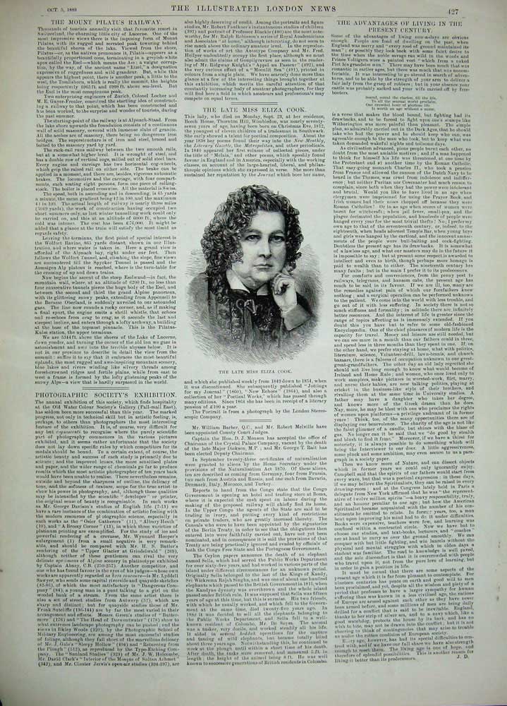 Antique Old Print 1889Mount Pilatus Railway Lucerne Esel Train Eliza Cook 19th