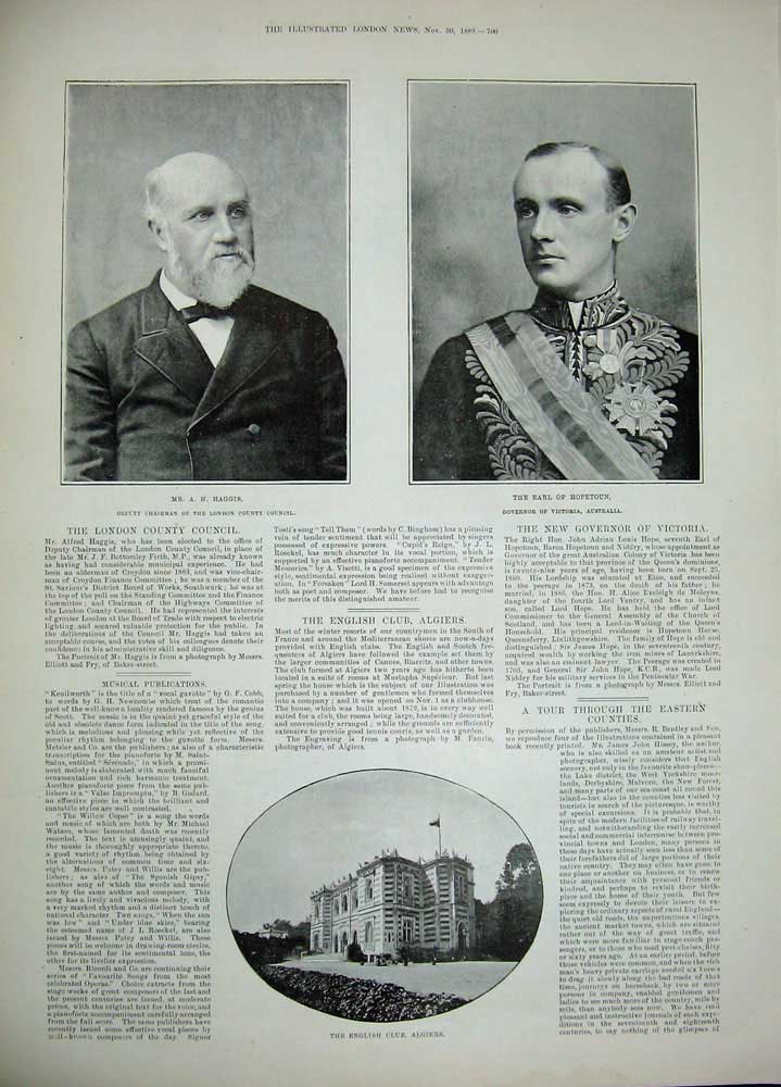 Antique Old Print 1889Hunting Sport Aberdeenshire Haggis Hopetoun Algiers 19th