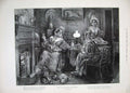 Original Old Antique Print 1889 Maids Christmas Bachelor'S Dinner Barnard Art