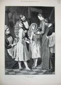 Antique Old Print 1889 Fine Art Children New Year Maid Family Home Barnes 19th