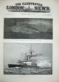 Old Antique Print 1889 War Ships Spithead Anson Southsea Tyron Baird Men 19th