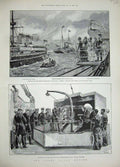 Old Antique Print 1889 War Ships German Imperial Northumberland Torpedo 19th