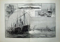 Antique Old Print 1889 Steamers Ships River Thames London Barges Fine Art 19th