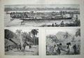 Old Antique Print 1889 Stanley Emin Pasha Tippoo Tib Canoes Congo Africa 19th