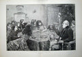 Original Old Antique Print 1889 Man Lady Table Game Children Tom Taylor Art