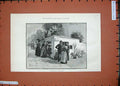 Old Antique Print 1889 Flower Shop San Remo Women Children Umbrella Art 19th