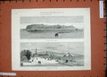 Old Antique Print 1889 Landslip Quebec Canada Dufferin Terrace Pier Ships 19th