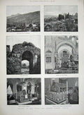 Old Antique Print 1890 Broussa Asia Minor Turkey Hissar Gate Mosque Tomb 19th