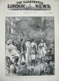 Original Old Antique Print 1890 Wedding Marriage Count Munster Lady Hay Church