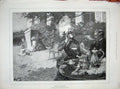Old Antique Print 1890 Deuz Art Salon Paris Coffee Terrace Man Children 19th