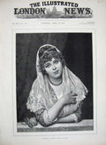 Old Antique Print 1890 Fiammetta Portrait Beautiful Young Woman Girl Art 19th