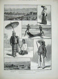 Old Antique Print 1890 Anglo-Siam Boundary Commission Fort Stedman Shan 19th