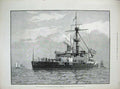 Original Old Antique Print 1890 War Steel Armoured Ship H.M.S Trafalgar Turret