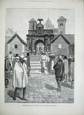 Old Antique Print Madagascar 1890 Royal Palace Antananarivo Guards Gate 19th