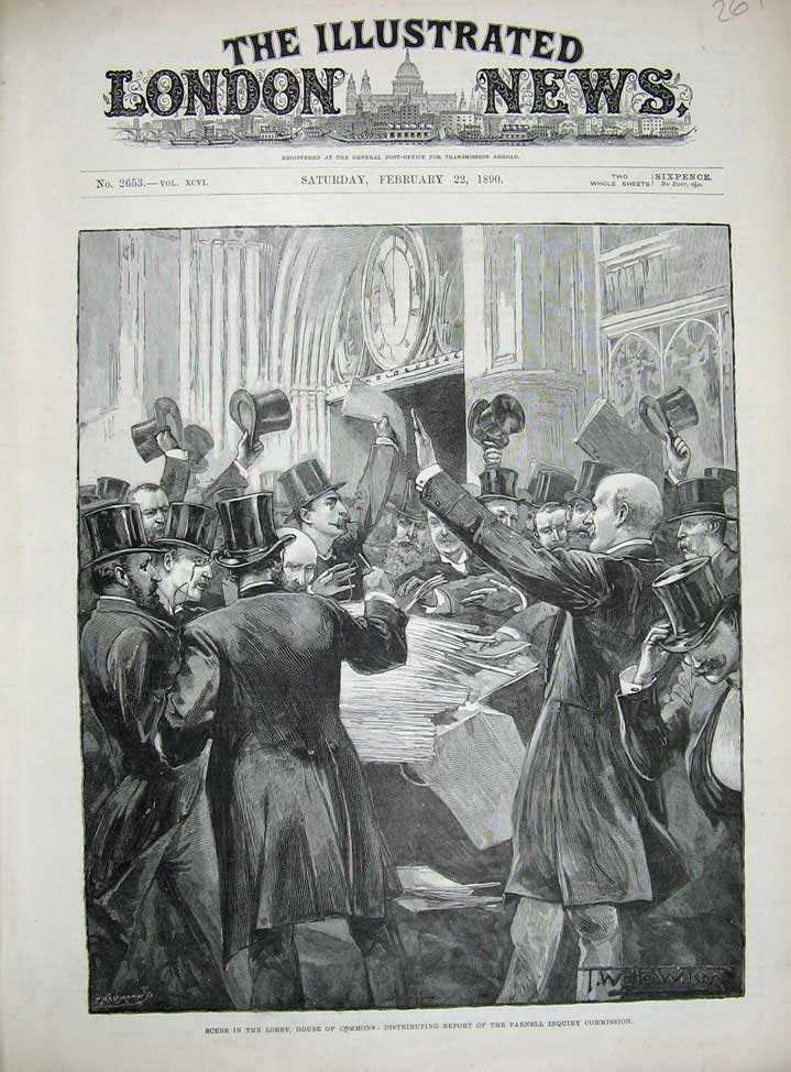 Original Old Antique Print 1890 Lobby House Commons Parnell Inquiry Commission