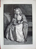 Original Old Antique Print 1890 Fine Art Little Girl Theatre Food Rainey 19th