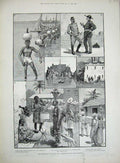 Original Old Antique Print 1890 Portuguese Delagoa Bay Siers Navy Traders Ship
