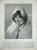 Original Old Antique Print 1890 Professor Gelli Florence Portrait Mariana Lady
