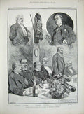 Original Old Antique Print 1890 Dinner Savage Club Toole Rollit Vine RignHenty