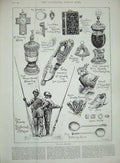 Original Old Antique Print 1890 Gas Workers Strike Stokers Tudor Exhibition