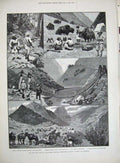 Old Antique Print 1890 Grosvenor Gallery Sport Niti War Thibet Frontier 19th