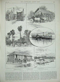 Old Antique Print 1890 Cyclone Kenticky America Burmese Military Police 19th