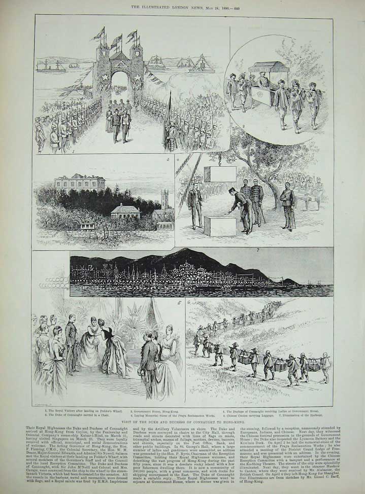 Old Antique Print 1890 Military Weapons Field-Gun Siers Connaught Hong 19th